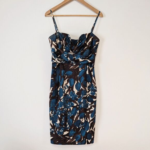 Donna Ricco Dresses & Skirts - Donna Ricco Tulip Floral Pattern Sweetheart V-Neck Sheath Midi Dress